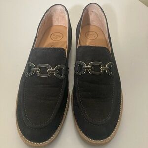 PAUL GREEN Woman’s Black Suede Loafers with Chain Detail EUR 40